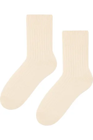 Steven 1 Paar Dames Wol Jurk Sokken - Thermische Gebreide Sokken voor Winter - Ecru