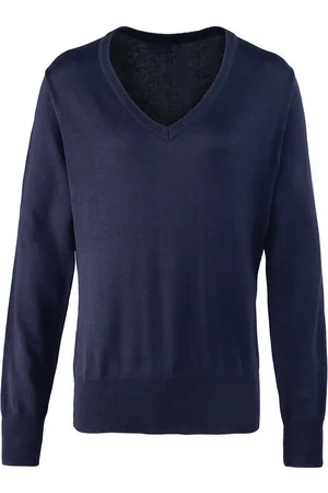 Premier Dames/Dames Gebreid Katoen Acryl V Hals Sweatshirt (Marine)
