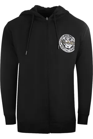 Roberto Cavalli Grote cirkelontwerp zwarte hoodie met rits