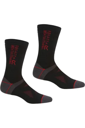 Regatta Unisex Wollen Sokken voor Wandelschoenen Volwassenen (Pak van 2) ( /Donkerrood)
