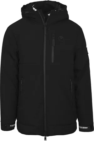 Philipp Plein Padded Small Circular Logo Branded Black Jacket