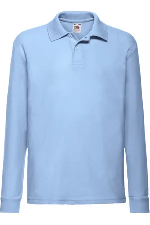 Fruit Of The Loom Kinder Polo Shirt Lange Mouwen 65/35 Piqué (2 stuks) (Hemel )