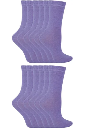 Sock Snob 12 paar katoenen effen kleurrijke casual kindersokken - Lila