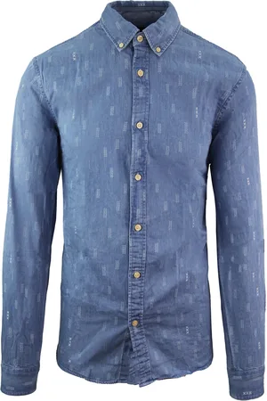 Scotch&Soda Regular Fit Bedrukt Denim Overhemd Met Lange Mouwen Heren
