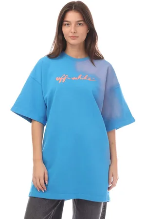 OFF-WHITE Off White Painter Logo Snap T-shirt Dress in blauw roze voor dames