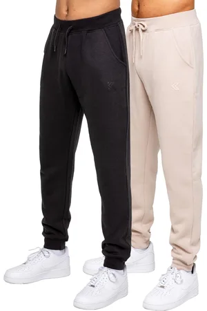 Enzo Kruze | 2-Pack Heren Regular Fit Joggers - ZWART/CLAY