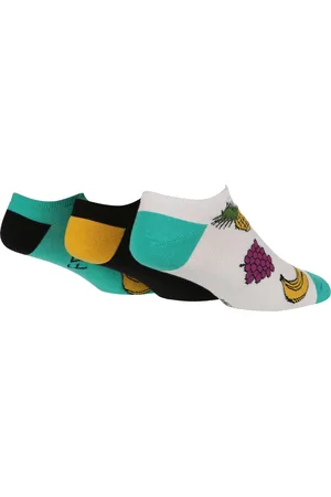 Wild Feet Wild Feet - Set van 3 sneakersokken voor heren | Nieuwigheid - Fruit