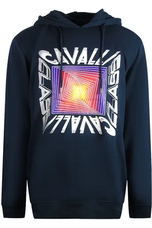 Roberto Cavalli Asymmetrische box-design marineblauwe hoodie