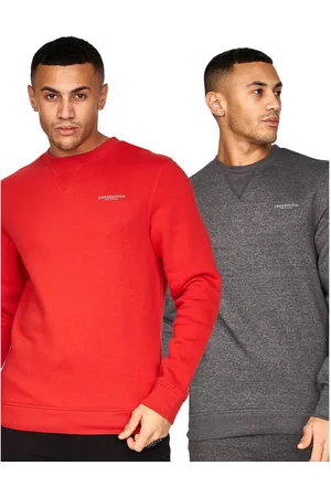 Crosshatch Heren Traymax Crew Neck Sweatshirt (Pack of 2) ( /Charcoal)
