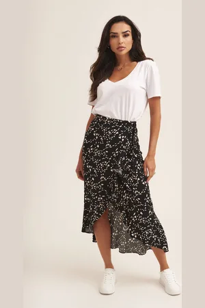 Gini London Midi-rok met ruches en dierenprint
