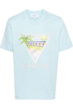 Casablanca Tennis Club T-shirt met print in lichtblauw