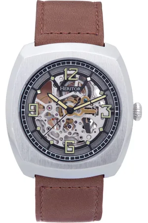heritor automatic Heritor Automatisch Gatling Skeletonized horloge met leren band