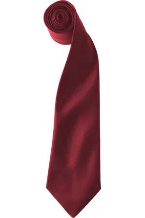 Premier Kleuren Heren Satin Clip Tie (Pakket van 2) (Bourgondië)
