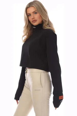 Heron Preston Dames-T-shirt CTNMB Cropped Rollneck in Zwart-Wit