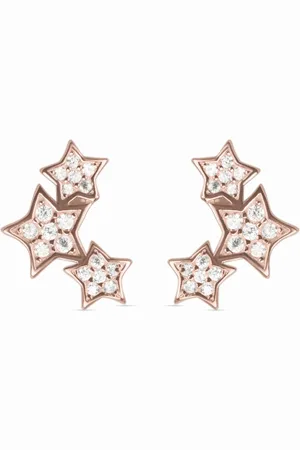 Luxenter Oorbellen, 925 sterling zilver en glanzende zirkonia familie met 18K roségoud vergulde afwerking