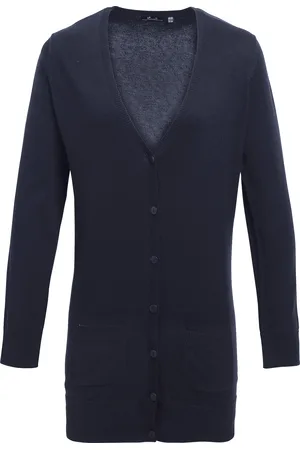 Premier Dames/Dames Longline V Hals Gebreid Vest (Marine)