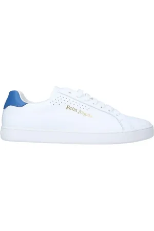 Palm Angels Blauwe hak nieuwe tenniskalfsleren witte sneaker