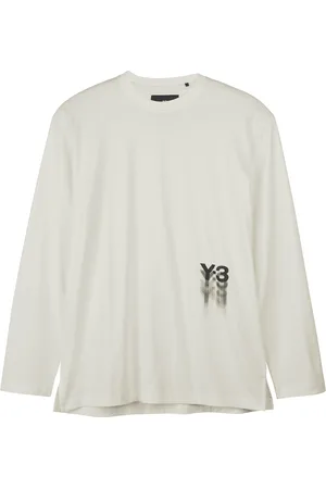 Y-3 Heren Grafisch T-shirt met lange mouwen in Off White
