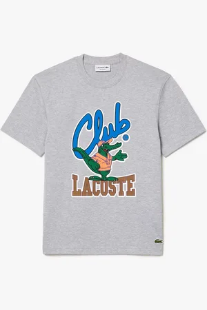 Lacoste Uniseks Relaxed Fit T-shirt met handtekeningprint in