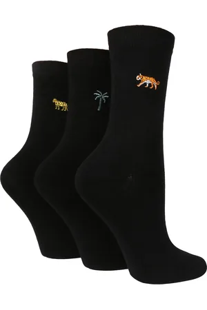 Wild Feet Wild Feet - Set van 3 sokken van geborduurd katoen voor dames - Tijger