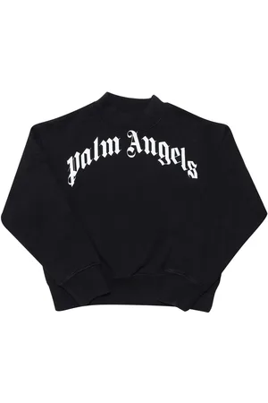 Palm Angels Juniors Classic Over Logo Crewneck Sweatshirt in Zwart-Wit voor jongens