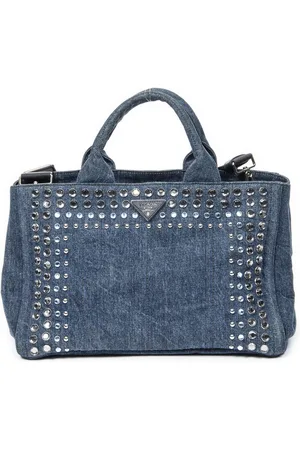 Prada Medium Rhinestone Canapa Tote Schoudertas