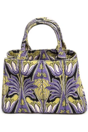 Prada Small Floral Canapa Tote Handtas