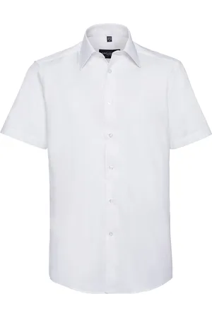 Russell Athletic Russell Collection Heren Effen Oxford Easy-Care Overhemd met Korte Mouwen
