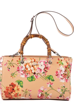 Gucci Floral Bamboo Tote Handtas