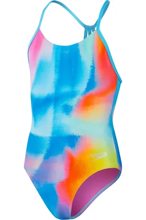 Speedo Meisjes Juniors Lane Line Back 1 Piece Zwempak in Multi