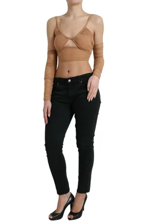 Dolce & Gabbana Mesh Lange Mouwen Dames Top - Beige