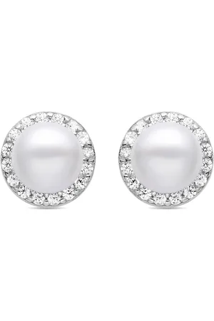 Luxenter Shob 925 Sterling Zilver en Witte Parel Gerhodineerd Oorbellen