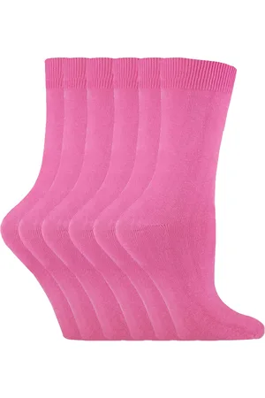 Sock Snob Set van 6 effen, casual katoenen damessokken - PL30 Rose