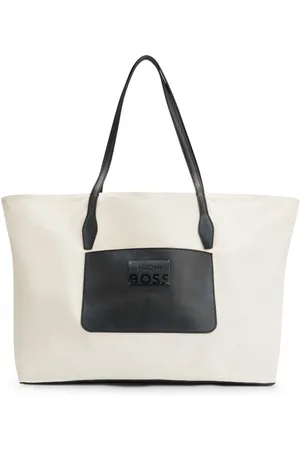 HUGO BOSS Accessoires NAOMI X BOSS Shopper Tas van leer in naturel