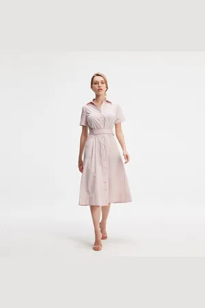 Smart & Joy Wijd uitlopende katoenen shirtjurk