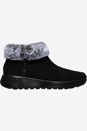 Skechers On The Go Joy Savvy Wide Suède/Nepbont Dames Zwarte/Grijze Laarzen