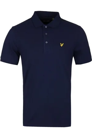 Lyle & Scott Marineblauw katoenen piqué poloshirt met korte mouwen
