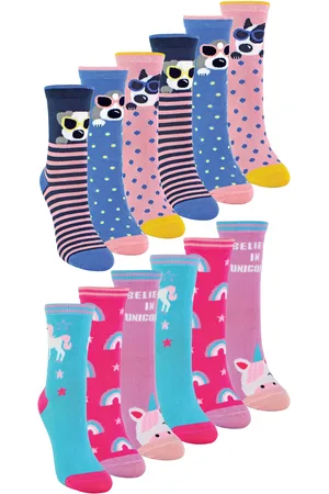 Sock Snob 12 paar nieuwe bamboesokken voor kinderen - Pack 2 (Honden & Eenhoorns)