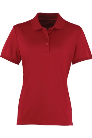 Premier Dames/dames Coolchecker korte mouw Pique Polo T-Shirt (Bourgondië)