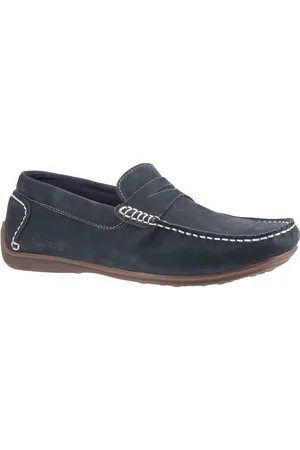 Hush Puppies Roscoe Leren Heren Marineblauwe Bootschoenen