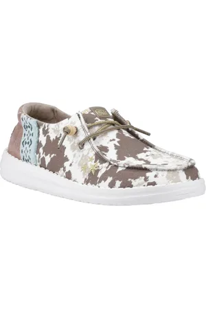 Hey dude Wendy Disco Koe Katoen Vrouwen Tan Loafers