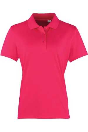 Premier Dames/dames Coolchecker korte mouw Pique Polo T-Shirt (Heet )