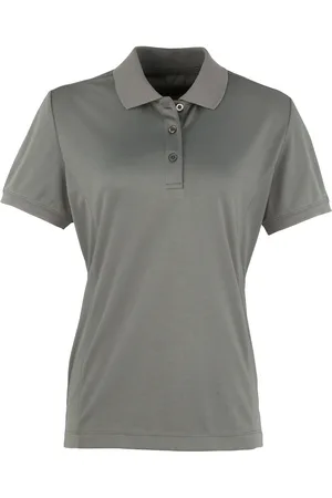 Premier Dames/dames Coolchecker korte mouw Pique Polo T-Shirt (Donkergrijs)