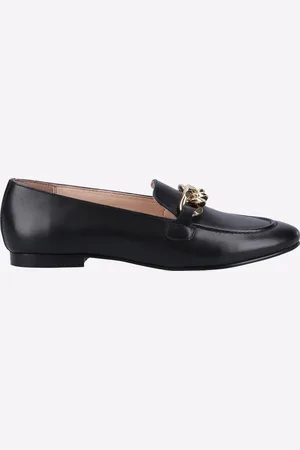 Hush Puppies Harper Chain Leren Zwarte Instappers Voor Dames