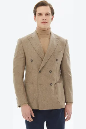 Kip Modern fit, milieuvriendelijk jasje van wolmix met patroon