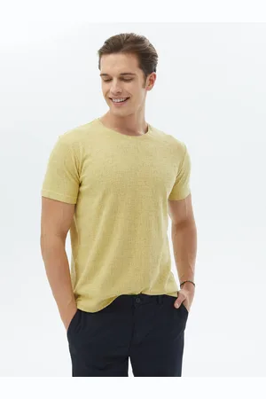 Kip Jacquard T-shirt van katoenmix met ronde hals