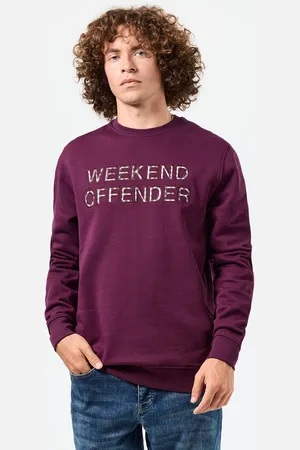 Weekend Offender Heren Warwick Crewneck Sweatshirt in Berry