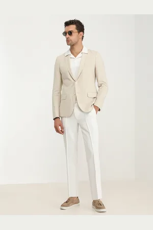 Kip Gestreept slim-fit jack van katoenmix