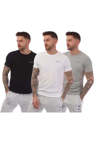 Nicce London Heren T-shirts Sully 3 Pack in Zwart Grijs Wit