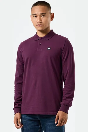 Weekend Offender Heren Dice Badge Lange Mouw Poloshirt in Berry
